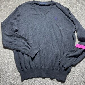 Ralph Lauren v neck grey sweater sz large